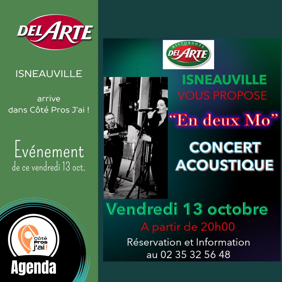 DEL ARTE RESTAURANT ISNEAUVILLE CONCERT ACOUSTIQUE VENDREDI OCTOBRE