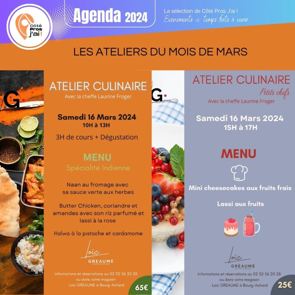 Agenda ATELIER CULINAIRE LOIC GREAUME